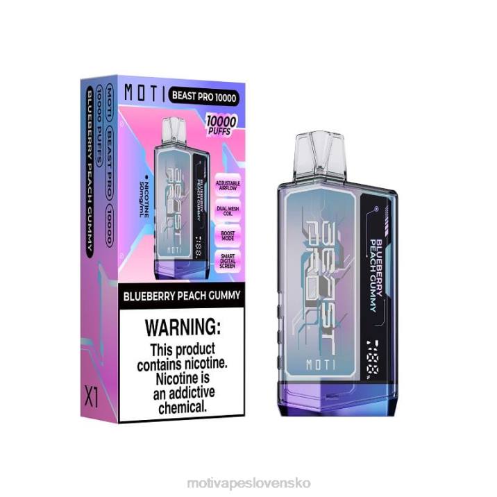 MOTI Vape Near Me XP2F39 | MOTI Beast Pro jednorazová vapka (5%, 10 000 vdychov) čučoriedkový broskyňový gumový