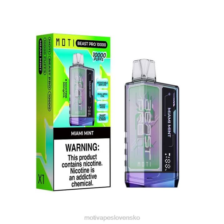 MOTI Vape Price XP2F48 | MOTI Beast Pro jednorazová vapka (5%, 10 000 vdychov) miamská mäta