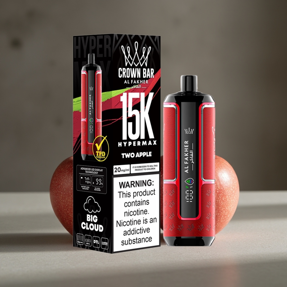 Al Fakher Crown Bar 15K Hypermax Disposable Vape Kit – Dve Jablká (22ml, 15 000 fajok)