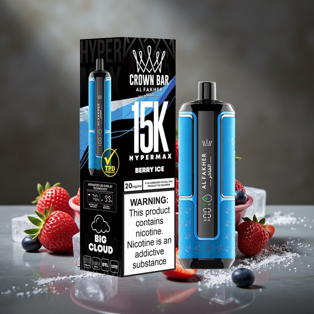Al Fakher Crown Bar 15K Hypermax Jednorázová E-Cigareta Berry Ice 22ml 15 000 Ťahov