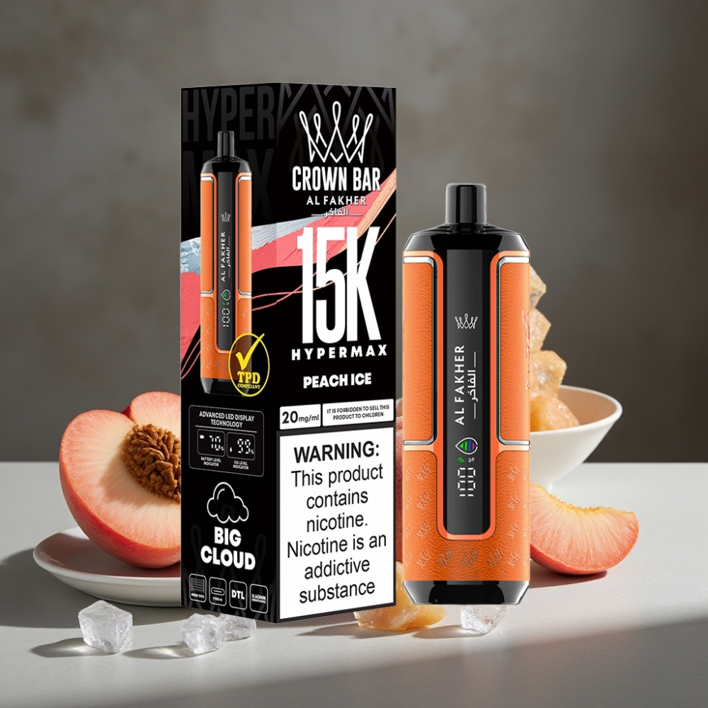 Al Fakher Crown Bar 15K Hypermax Jednorázová E-Cigareta Broskyňa Ľadová