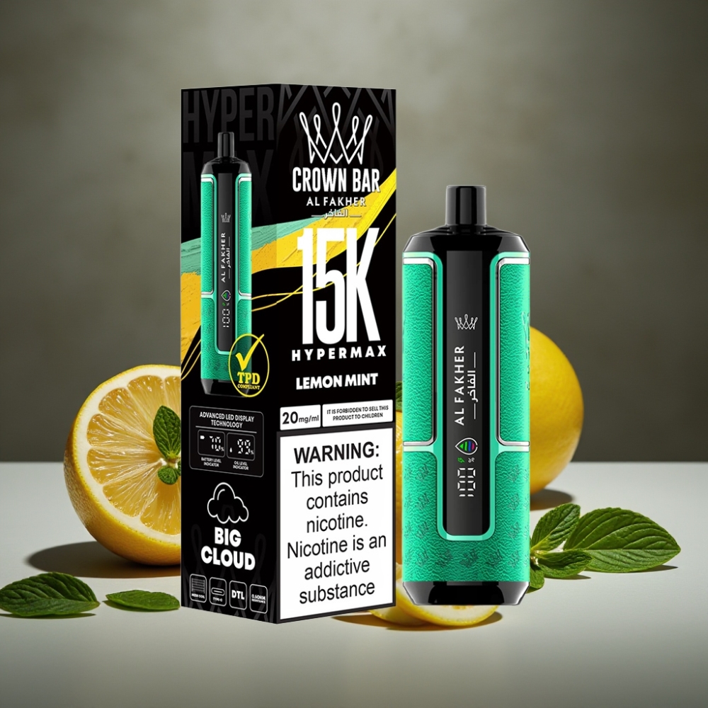 Al Fakher Crown Bar 15K Hypermax Jednorázová E-Cigareta Citrón Mäta