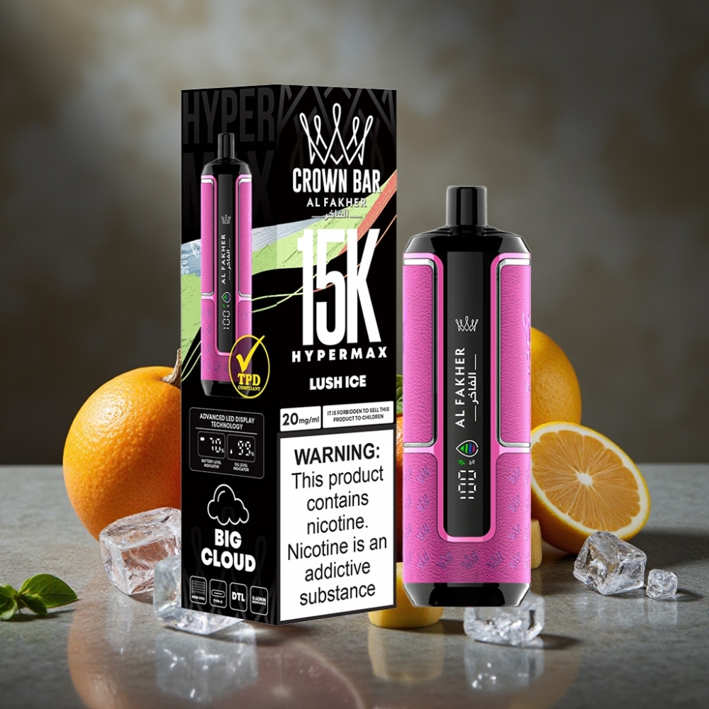 Al Fakher Crown Bar 15K Hypermax Jednorázová E-Cigareta Luch Ľadová – 22ml, 600mAh, 15 000 potiahnutí