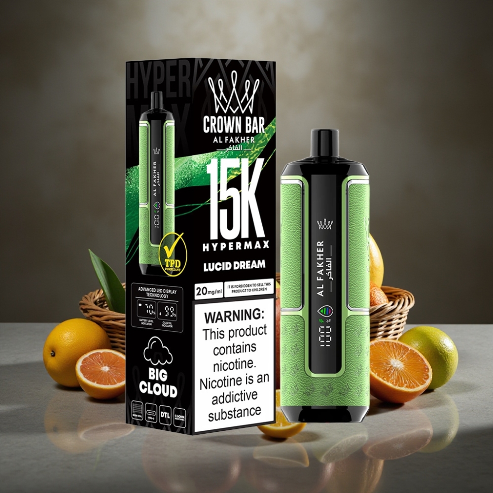 Al Fakher Crown Bar 15K Hypermax Jednorázová E-Cigareta – Lucid Sen (22ml, 600mAh, 15 000 potiahnutí)