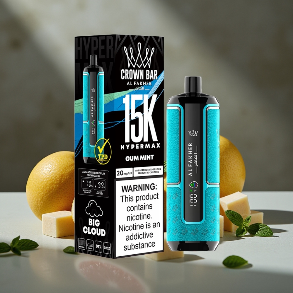 Al Fakher Crown Bar 15K Hypermax Jednorázová E-cigareta – Žuvací Mäta