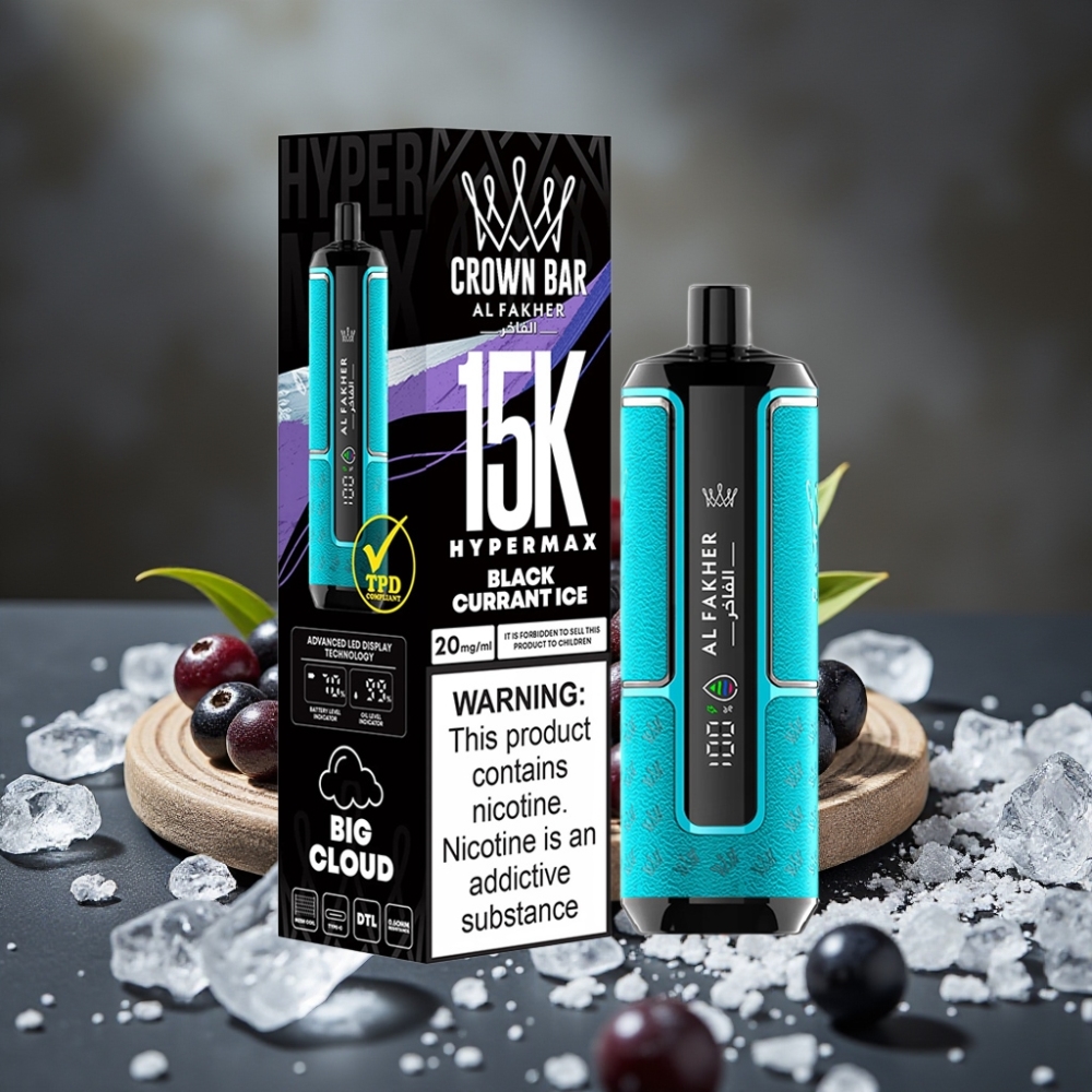 Al Fakher Crown Bar 15K Hypermax Jednorázová Vape S Blackcurrant Ice – 22ml, 600mAh, 15 000 Ťahov