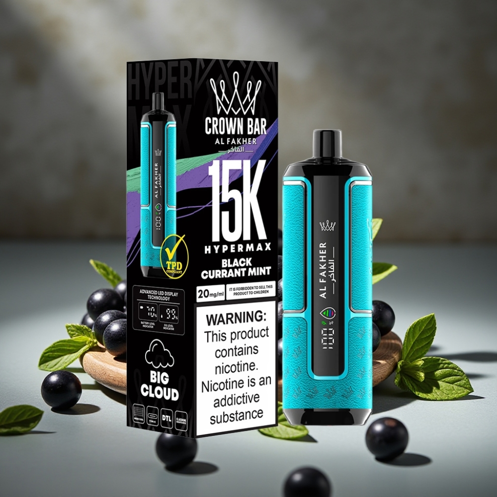 Al Fakher Crown Bar 15K Hypermax Jednorázová Vape Tyrkysovo-Mätová