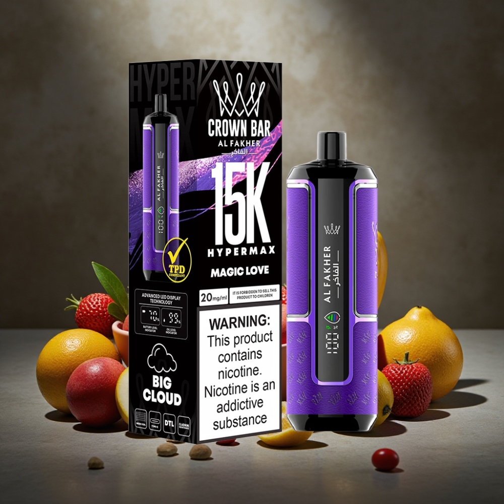 Al Fakher Crown Bar 15K Hypermax Jednorazová E-Cigareta – Magická Láska (22ml, 15 000 potiahnutí, 6mg/ml)
