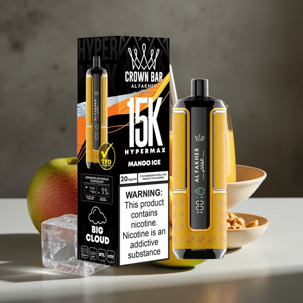 Al Fakher Crown Bar 15K Hypermax Jednorazová Vape Tyčinka Mango Ice