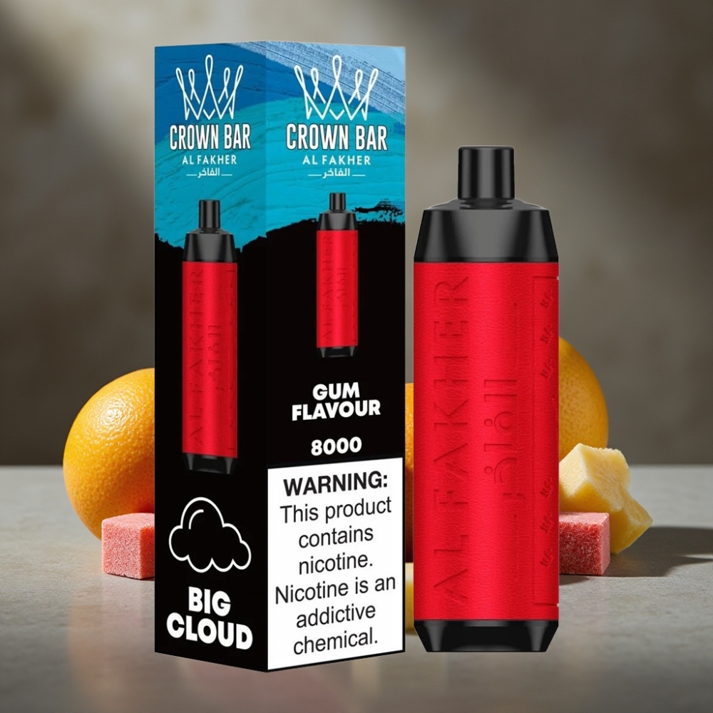 Al Fakher Crown Bar 8000 Crystal Disposable Vape – Žuvacia Guma, 18ml, 8000 Ťahov, 5mg Nikotínu