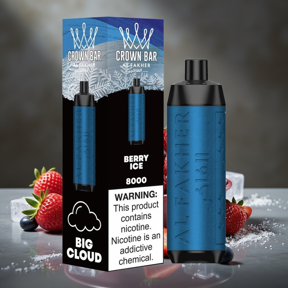 Al Fakher Crown Bar 8000 Crystal Jednorázová Vape Jahodový Ľad – 18ml, 5mg, 8000 ťahov