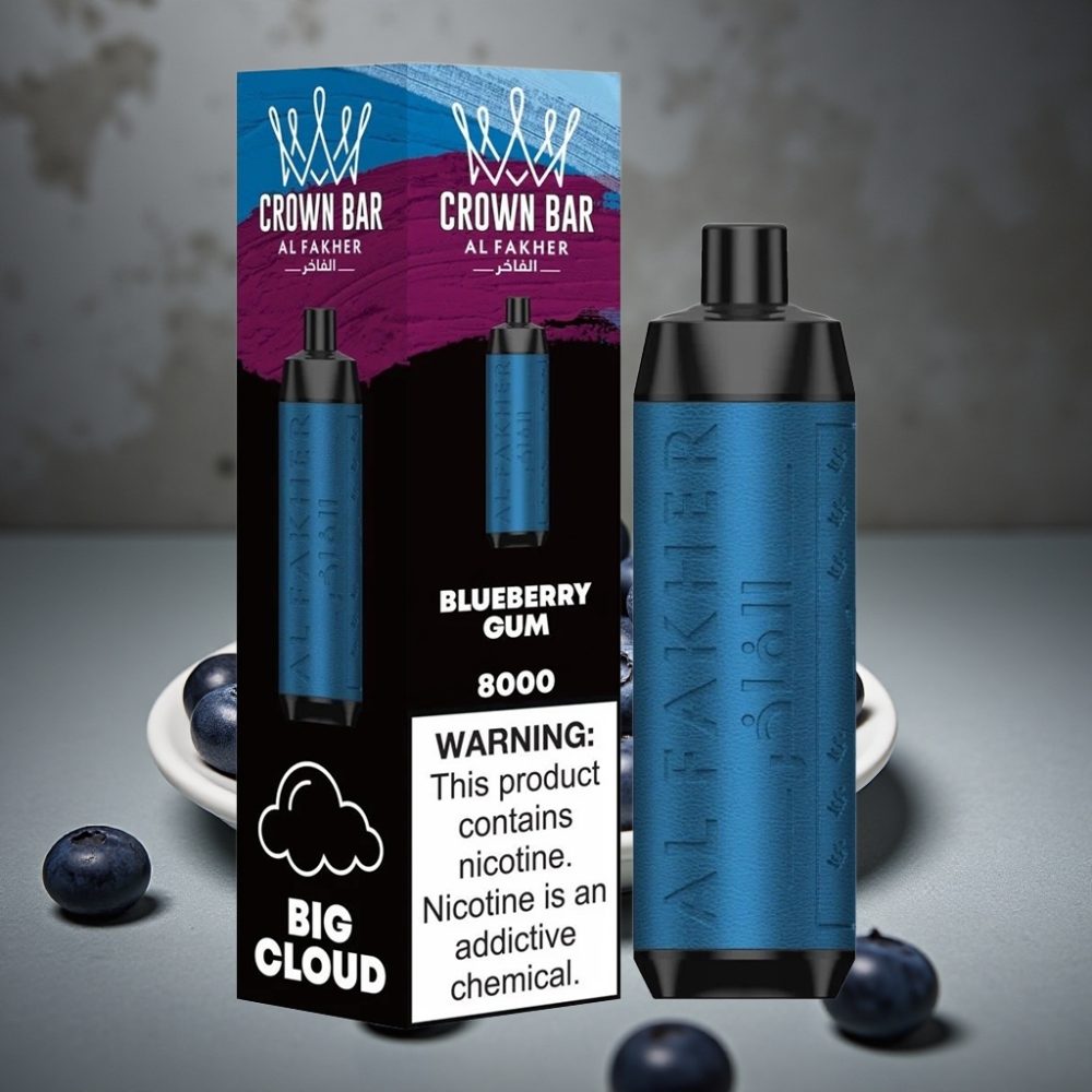 Al Fakher Crown Bar 8000 Crystal Jednorázová Vape Žuvačka s Čučoriedkou – 18ml, 5mg, 8000 Potiahnutí