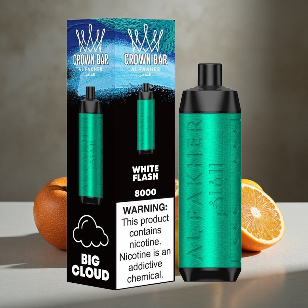 Al Fakher Crown Bar 8000 Crystal Jednorazová E-Cigareta – Blesk (600mAh, 18ml, 8000 potiahnutí)