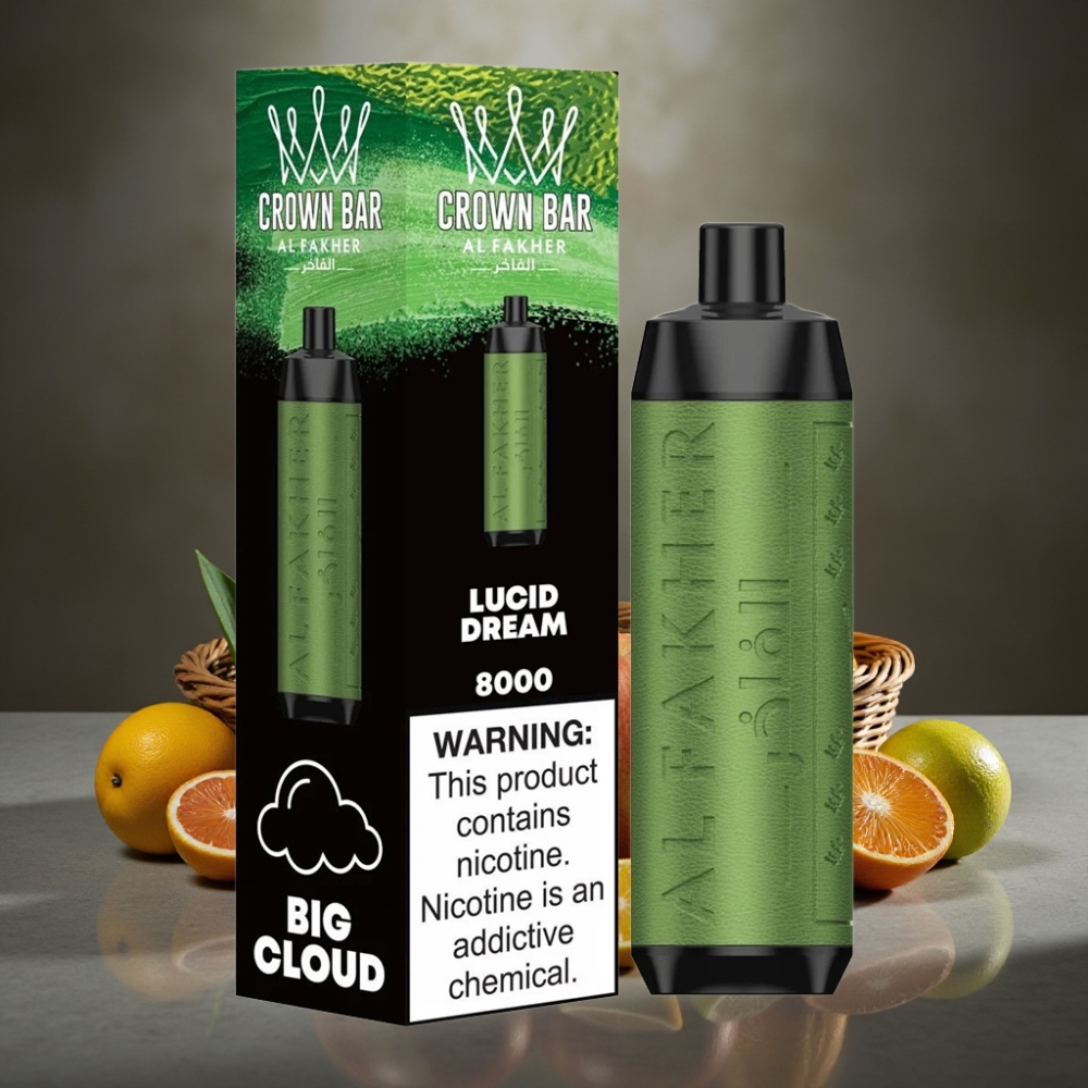 Al Fakher Crown Bar 8000 Crystal Jednorazová E-Cigareta – Lucid Sen (600mAh, 18ml, 5mg)
