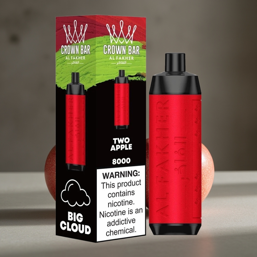 Al Fakher Crown Bar 8000 Crystal Jednorazová Vape – Dve Jablká, 18ml, 8000 Ťahov