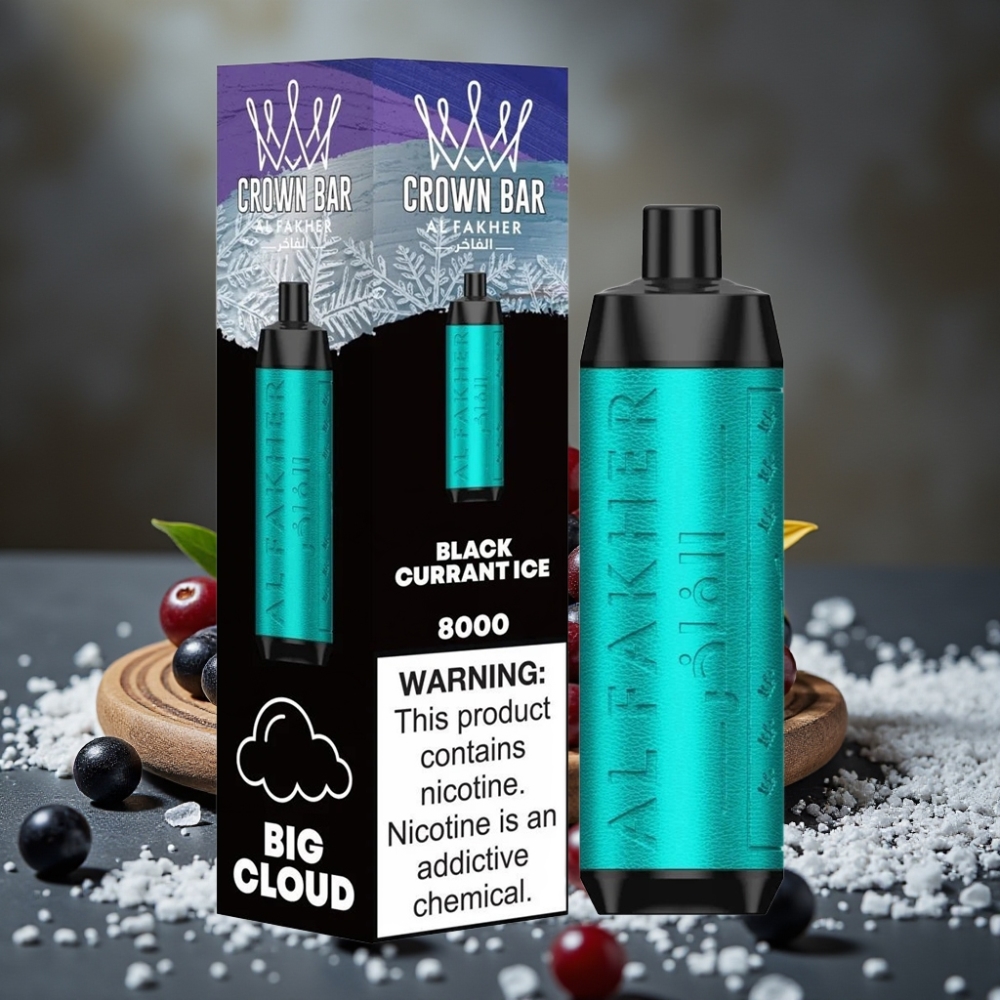 Al Fakher Crown Bar 8000 Crystal Jednorazová Vape Čierny Ríbezľový Ľad