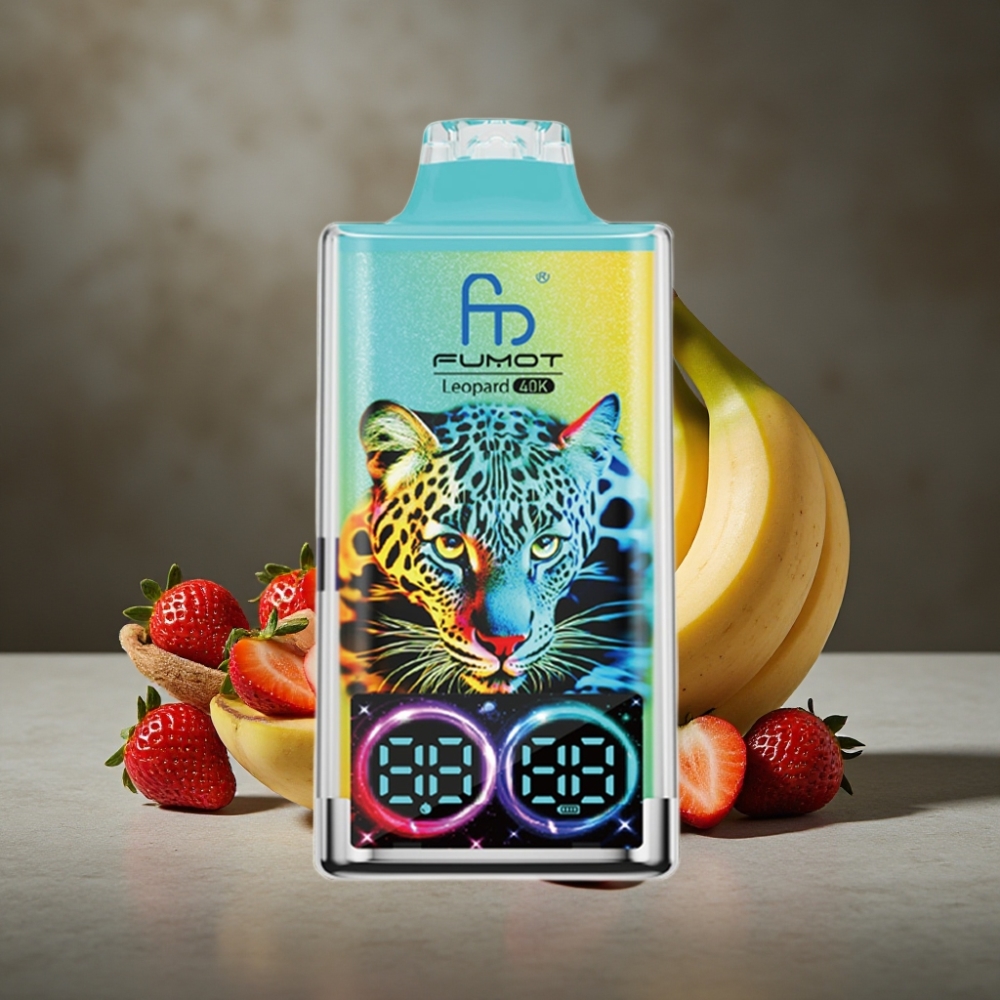 Fumot Leopard 40K Puffs Disposable Vape Jahoda-Banán, Dual Mesh, 700mAh, Typ-C