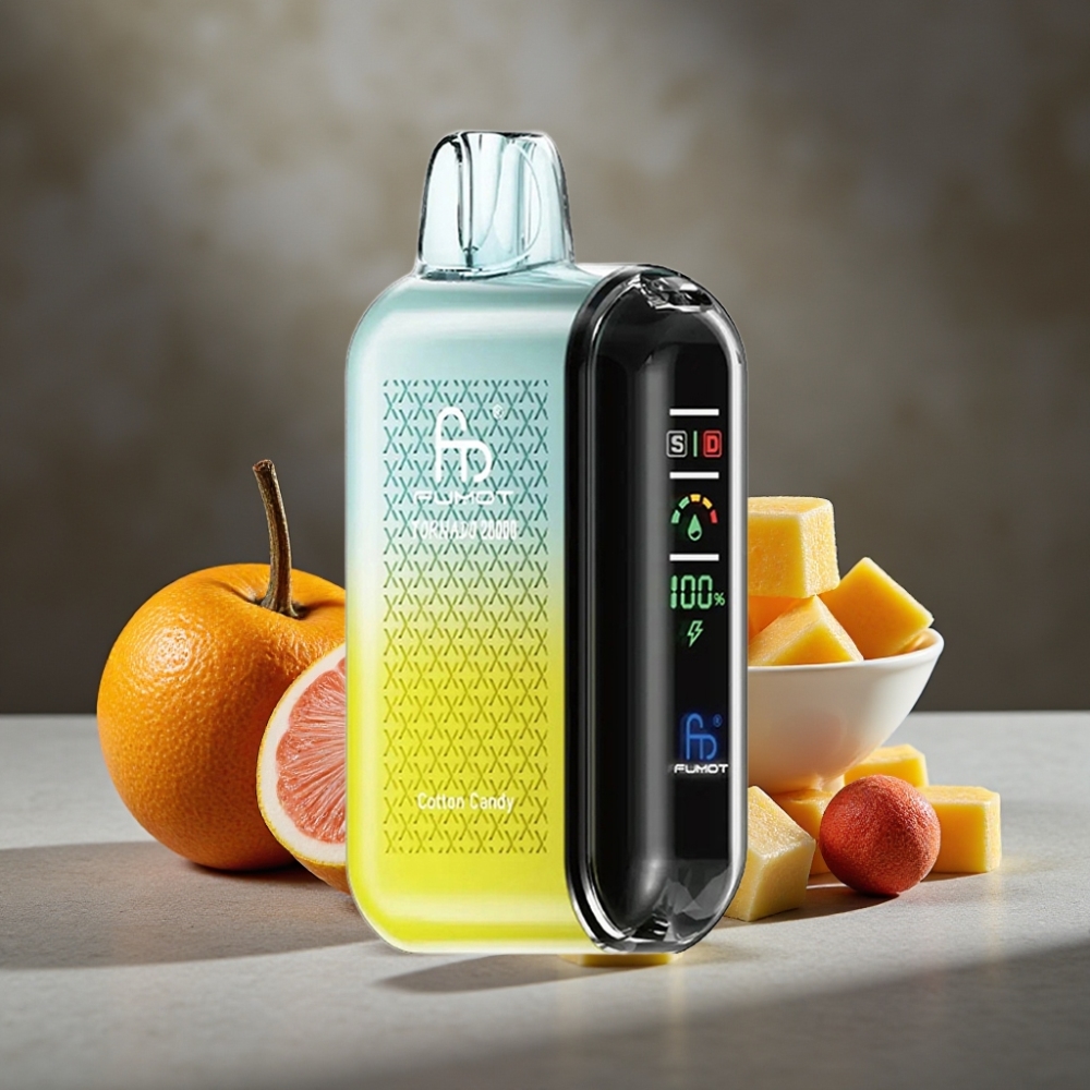 Fumot Tornado 20000 Puffs Disposable Vape Cukrová Vata s Dual Mesh Coil a Smart Display
