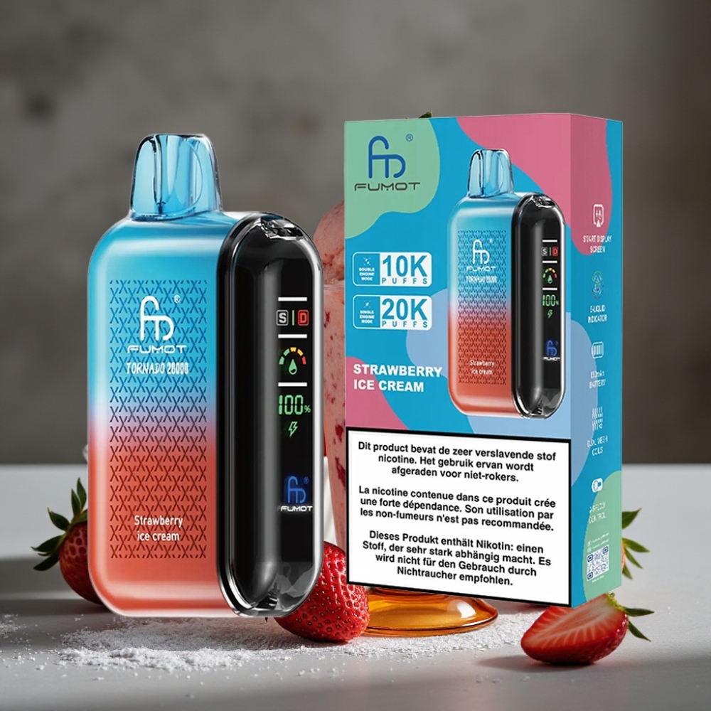 Fumot Tornado 20000 Puffs Dual Mesh 20ml Jahoda so Smetanou