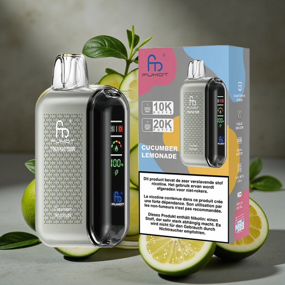 Fumot Tornado 20000 Puffs Dual Mesh 20ml Uhorková Limonáda Disposable Vape