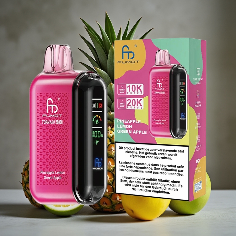 Fumot Tornado 20000 Puffs Dual Mesh Ananas Citrón Zelené Jablko