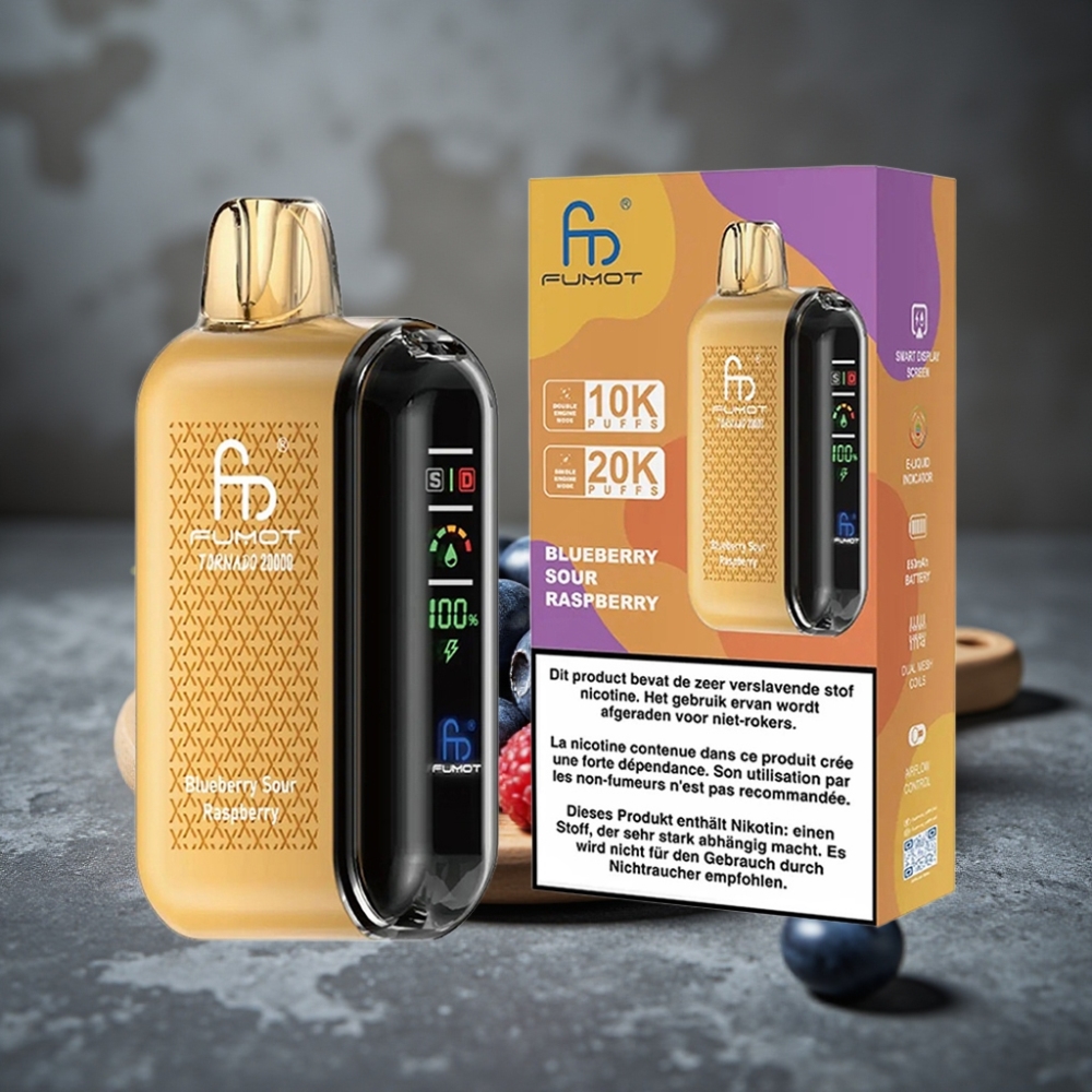 Fumot Tornado 20000 Puffs Dual Mesh Batéria 850mAh Čučoriedka Kyslá Malina