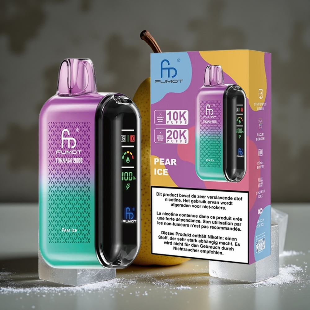 Fumot Tornado 20000 Puffs Dual Mesh Hruška Ľad s Displejom