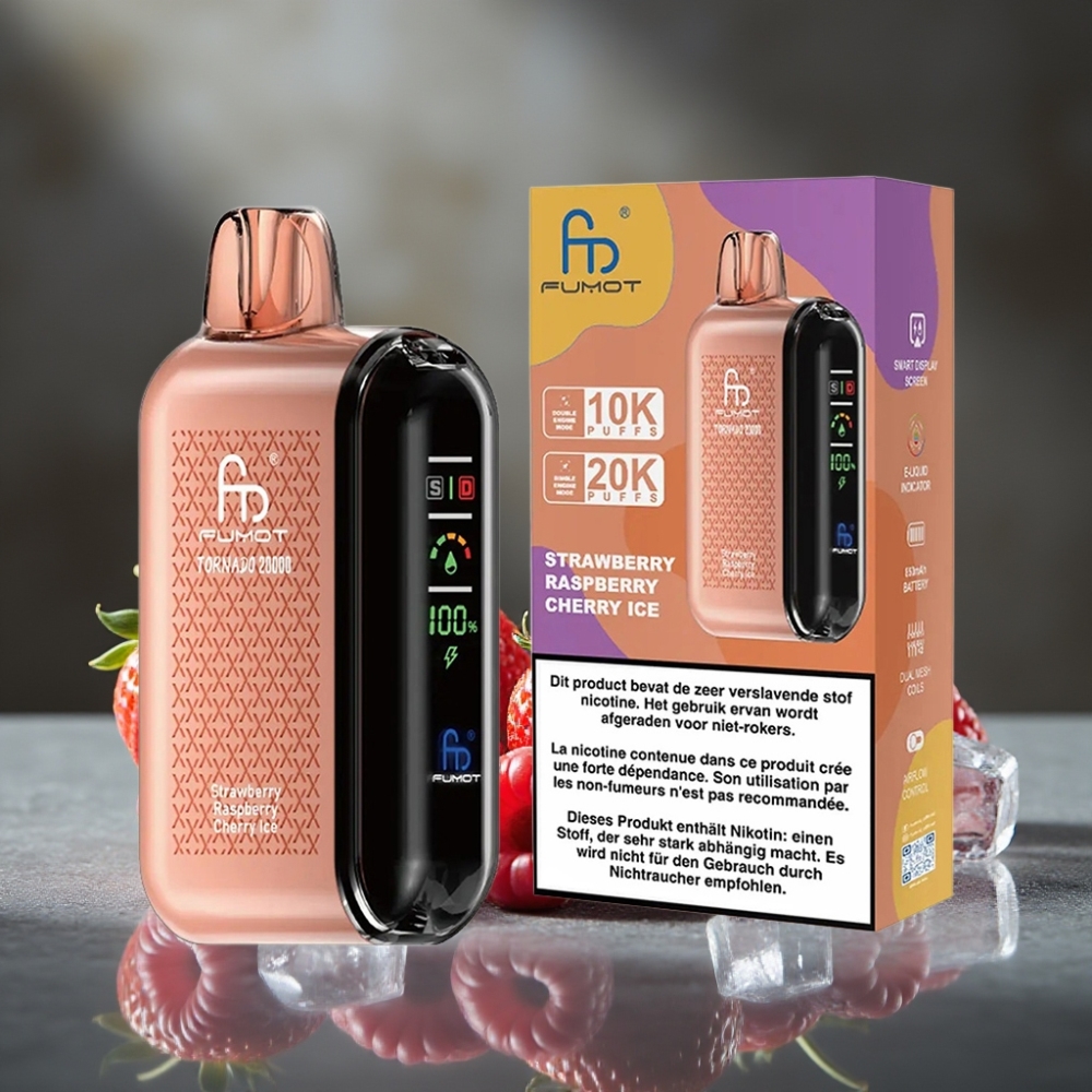 Fumot Tornado 20000 Puffs Dual Mesh Jahoda Malina Čerešňa Ľad