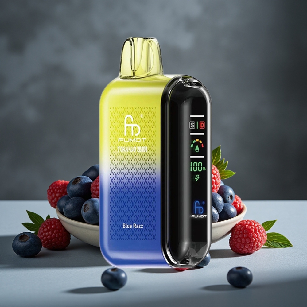 Fumot Tornado 20000 Puffs Dual Mesh Modrý Malina 20ml 850mAh