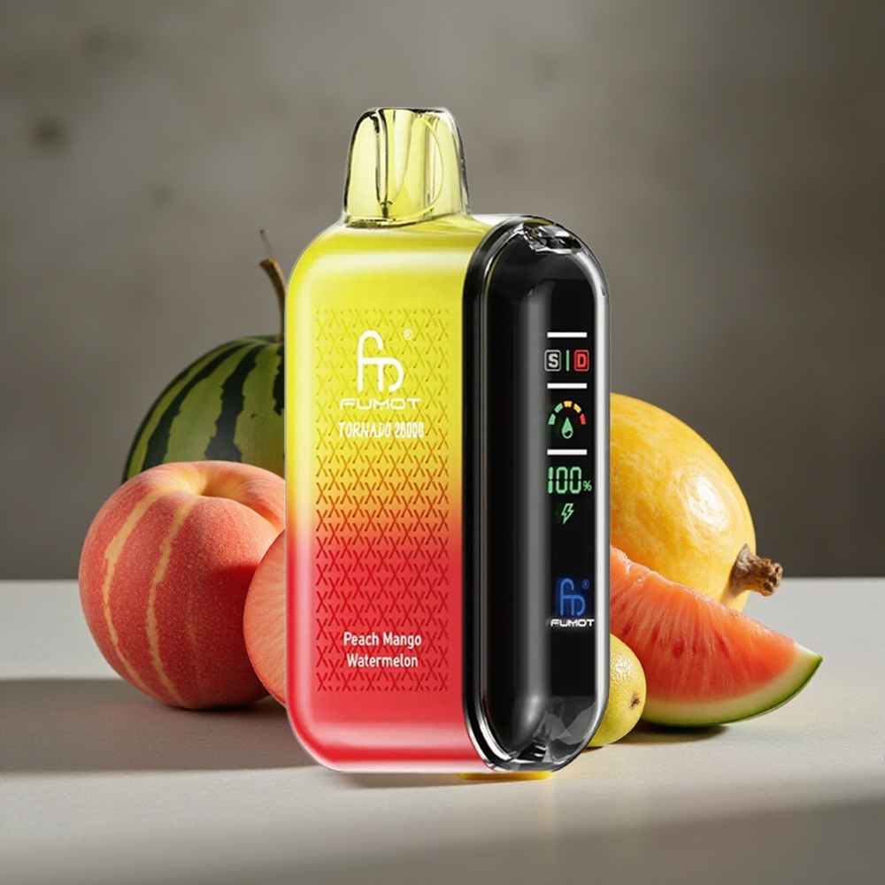 Fumot Tornado 20000 Puffs Dual Mesh Peach Mango Vodný Melón Disposable Vape