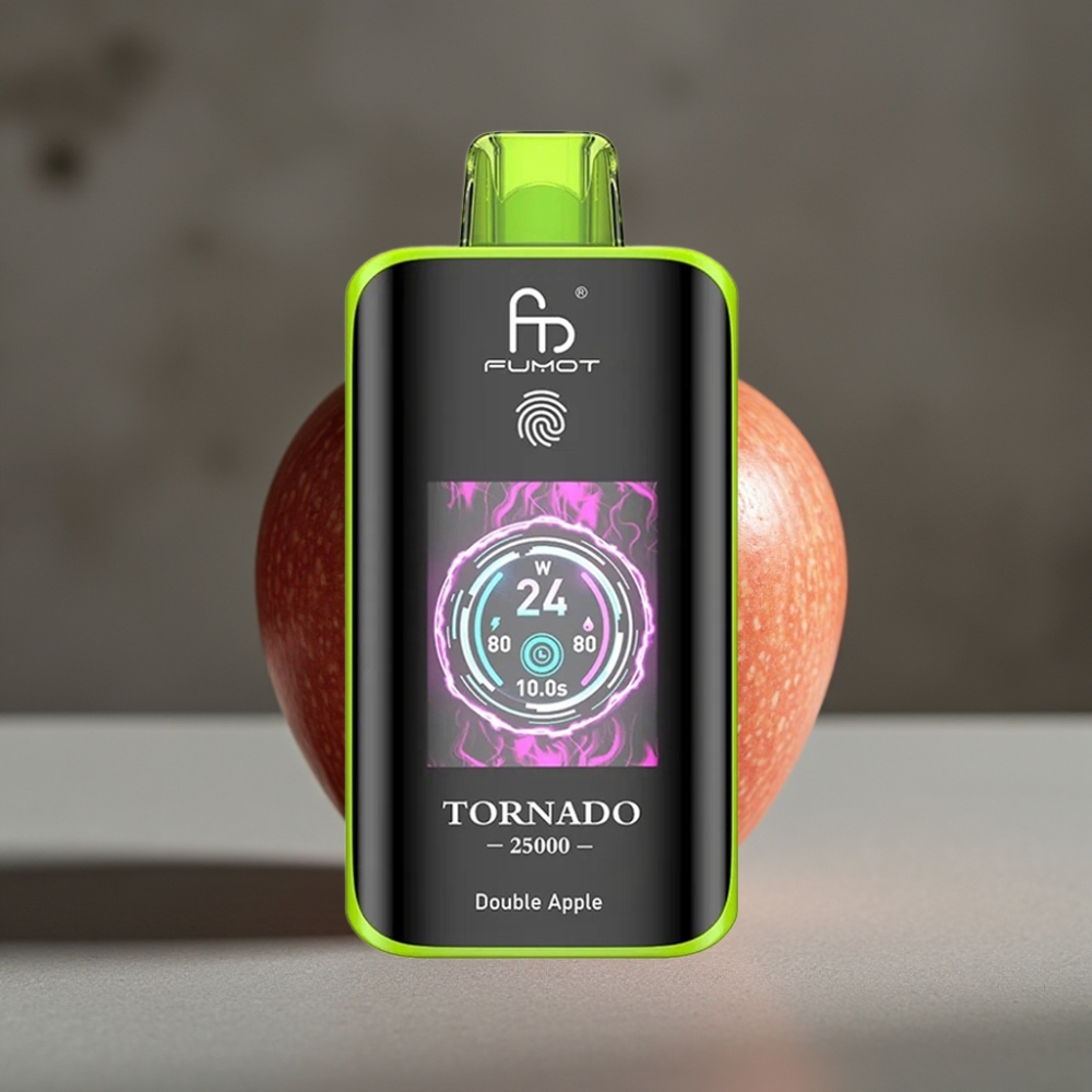 Fumot Tornado 25000 Puffs Dvojité Jablko, HD Displej, 20ml, USB-C