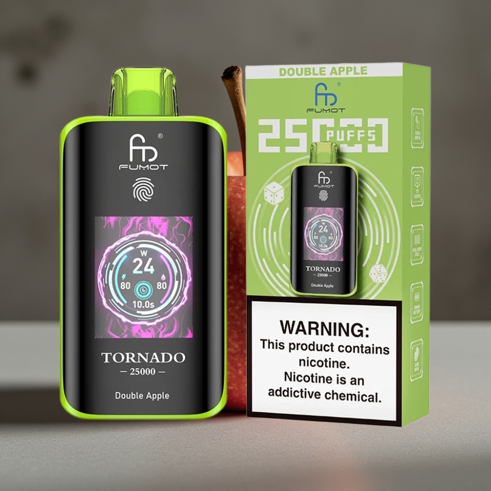 Fumot Tornado 25000 Puffs Dvojité Jablko, HD Displej, 20ml, USB-C