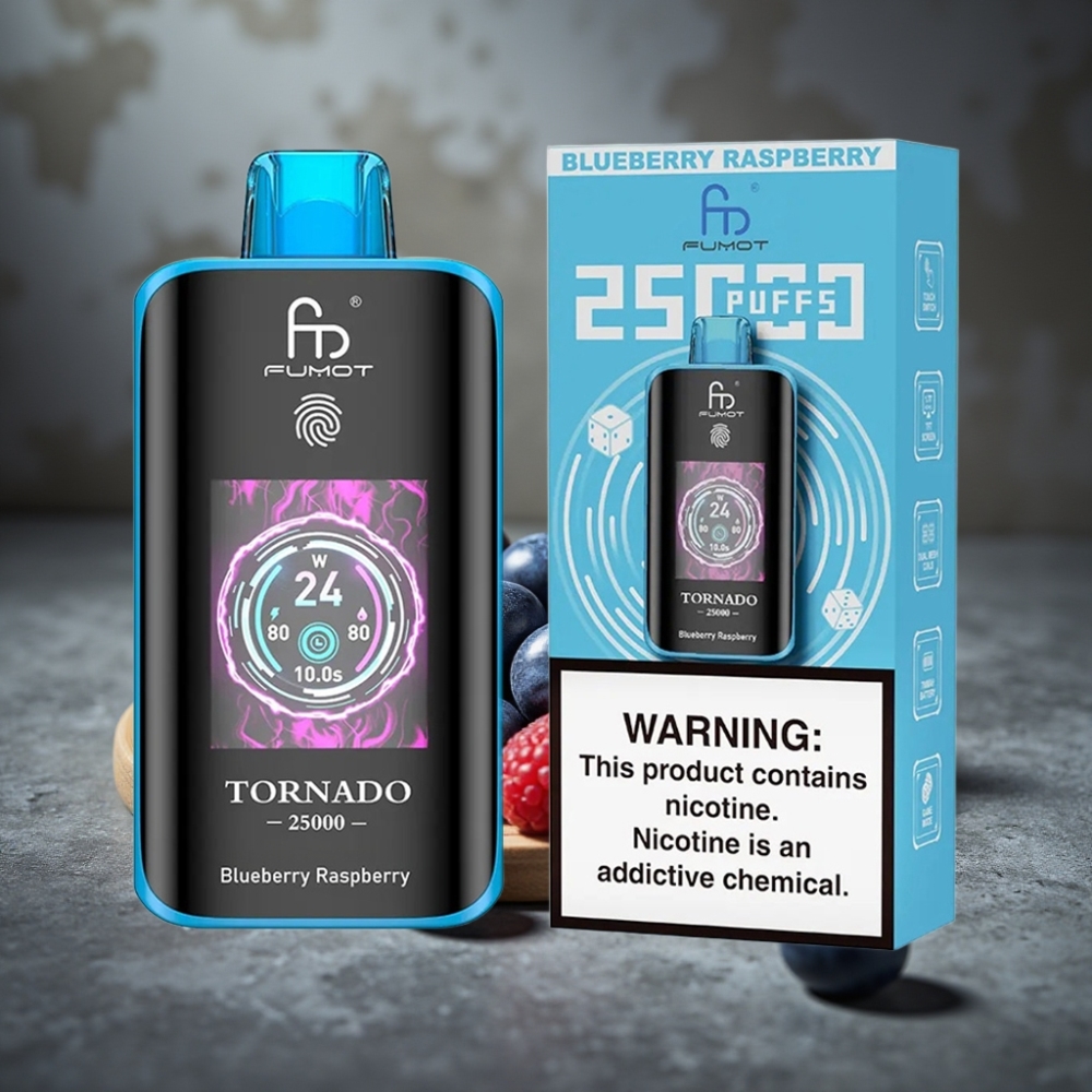 Fumot Tornado 25000 Puffs HD Bildschirm 20ml Bratislava Boruvka Malina Typ-C