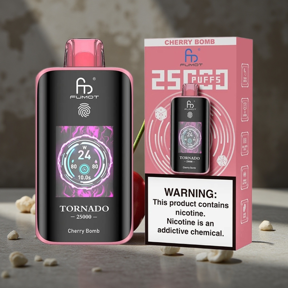 Fumot Tornado 25000 Puffs HD Bildschirm 20ml Cherry Bomb
