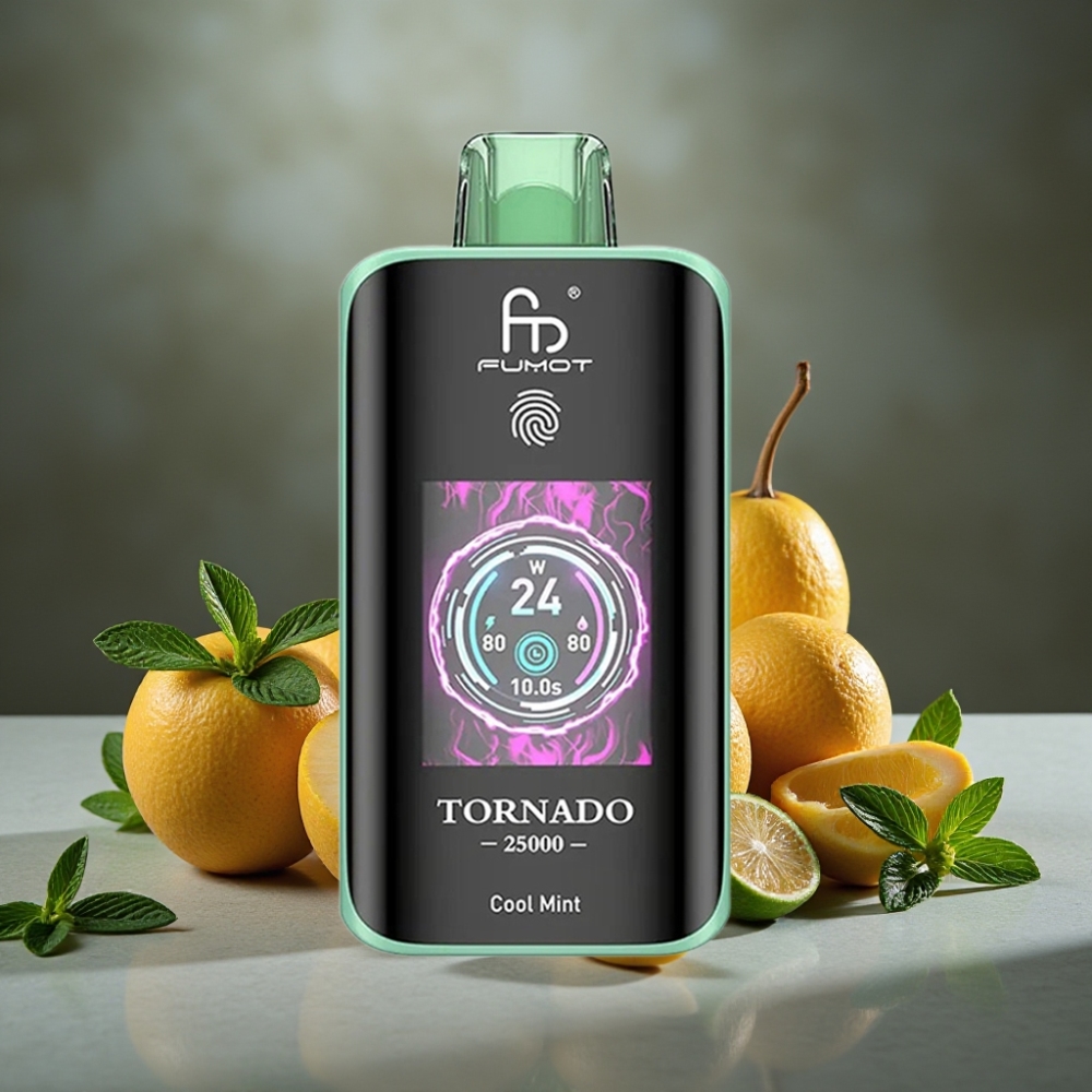 Fumot Tornado 25000 Puffs HD Bildschirm 20ml Chladivá Mäta 700mAh Typ-C