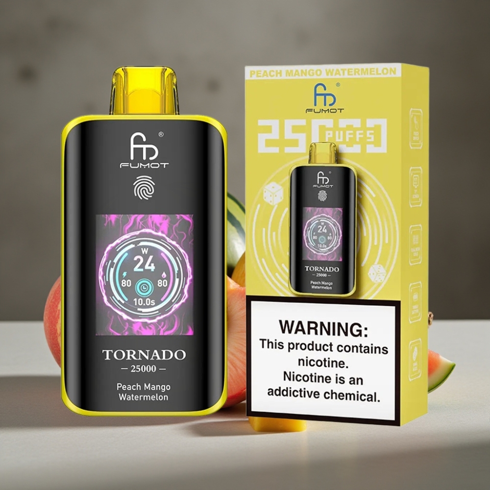 Fumot Tornado 25000 Puffs HD s broskyňou, mangom a vodným melónom 20ml 5%