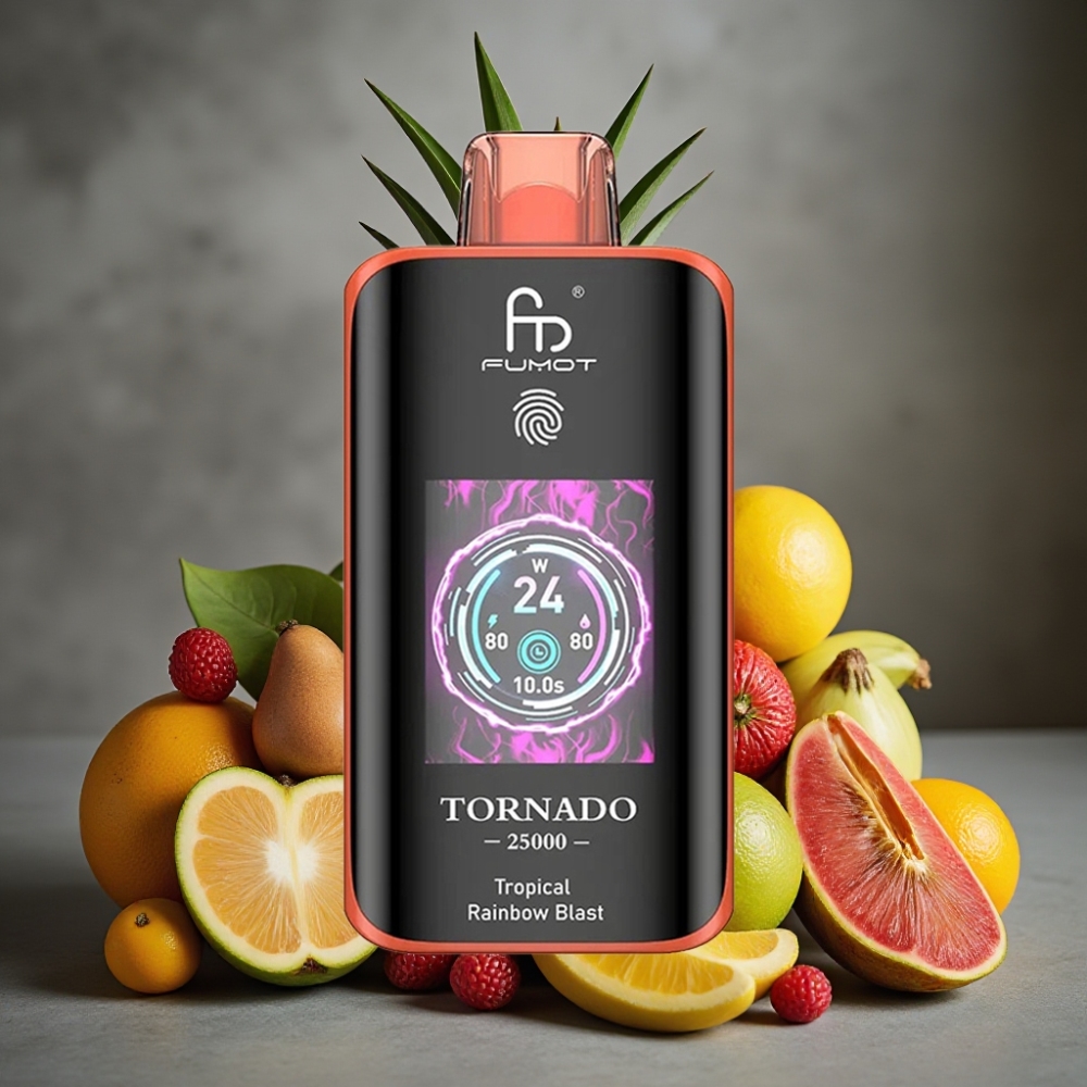 Fumot Tornado 25000 Puffs Tropický Dúhový Výbuch s HD Displejom a 20ml
