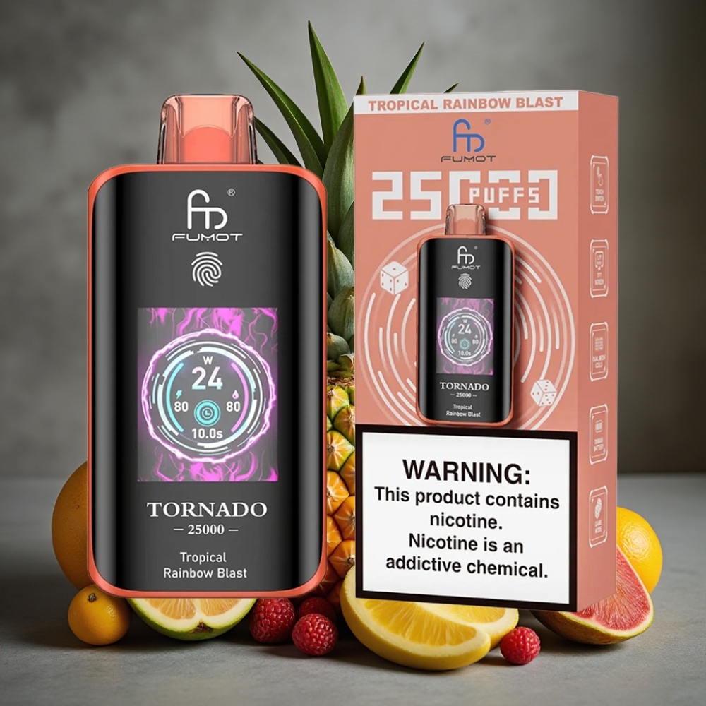 Fumot Tornado 25000 Puffs Tropický Dúhový Výbuch s HD Displejom a 20ml