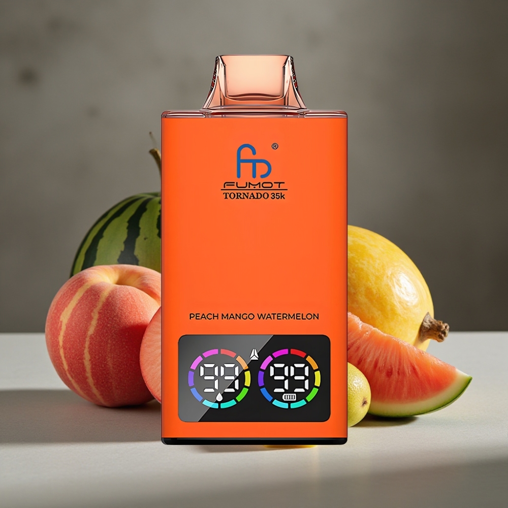 Fumot Tornado 35K Disposable Vape Duálna Mriežka 15ml Broskyňa Mango Ananás USB-C
