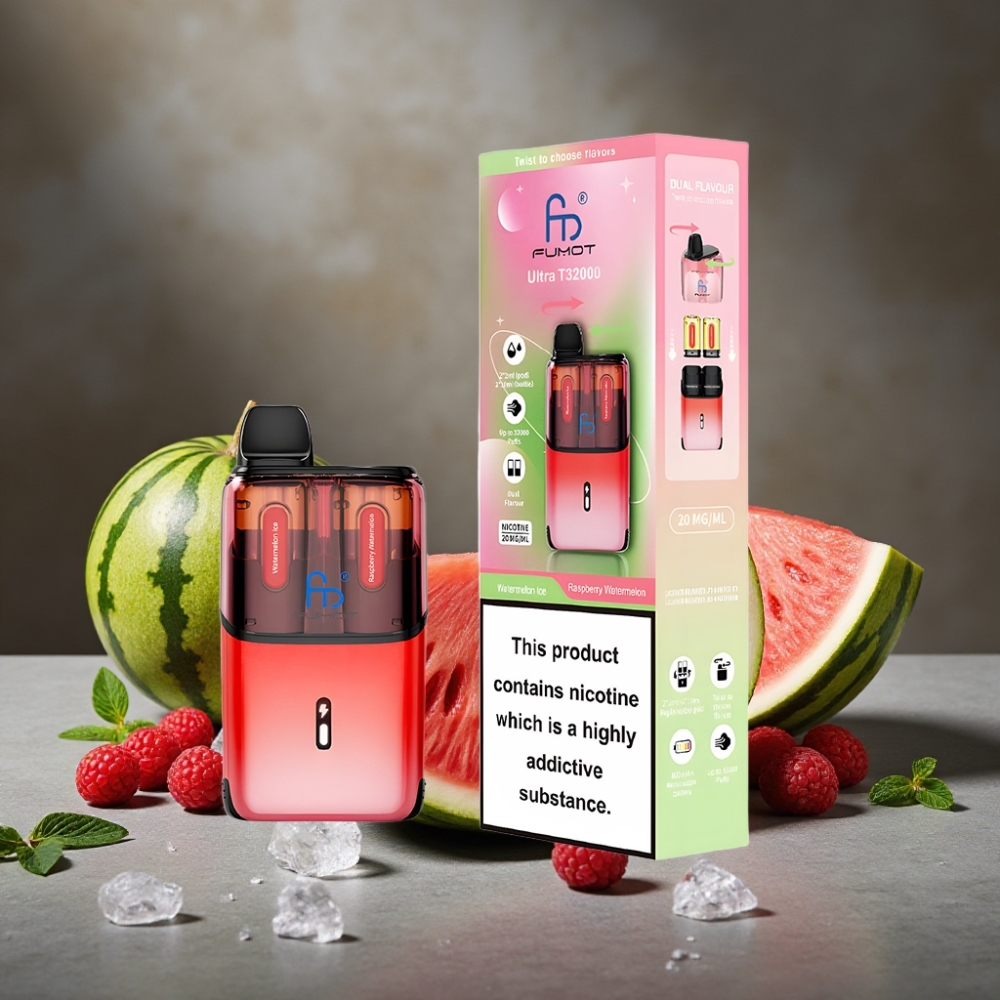 Fumot Ultra T32000 Disposable Vape Melónový ľad - Malinový Melón, 32000 ťahov, 24ml, 800mAh
