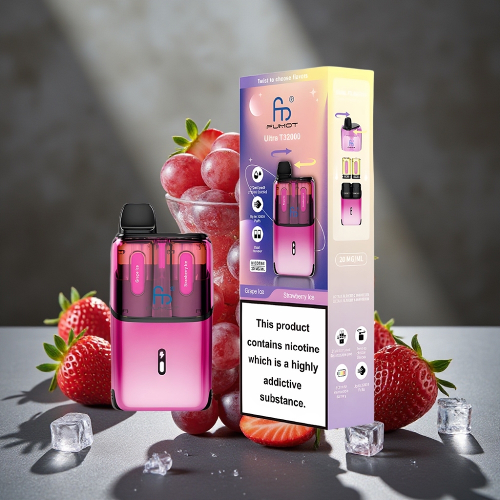 Fumot Ultra T32000 Jednorázová E-Cigareta s 24ml a 800mAh - Hroznový Ľad, Jahodový Ľad
