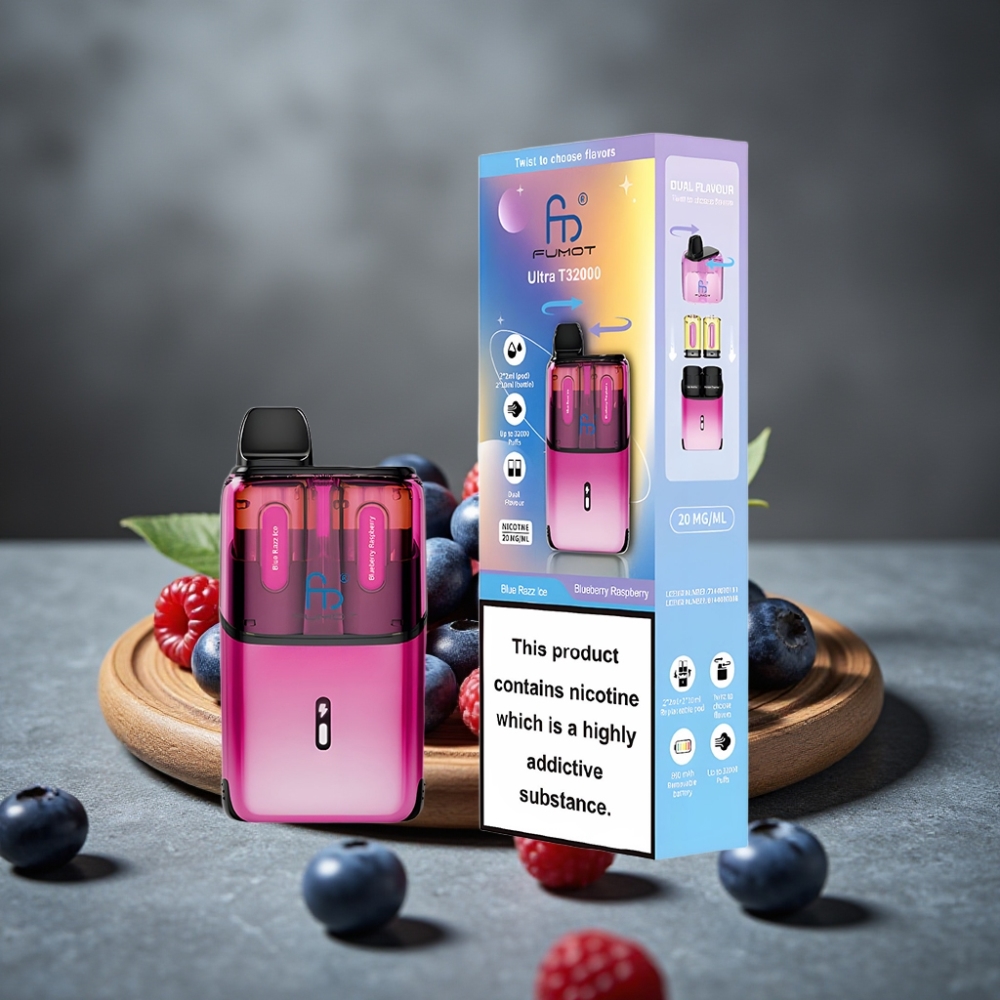 Fumot Ultra T32000 Jednorázová Vape Modrá Malina Ľadová s 24ml a 800mAh Batériou
