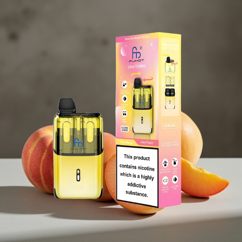 Fumot Ultra T32000 Jednorazová Vape Trojitý Mango - Šťavnatá Broskyňa, 32000 potiahnutí, Typ-C