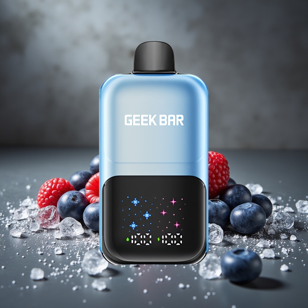 GEEK BAR 2GO 20ml 50000 Púfov Dvojitá Nádoba s Ochutnávkou Čučoriedka Malina Ľad