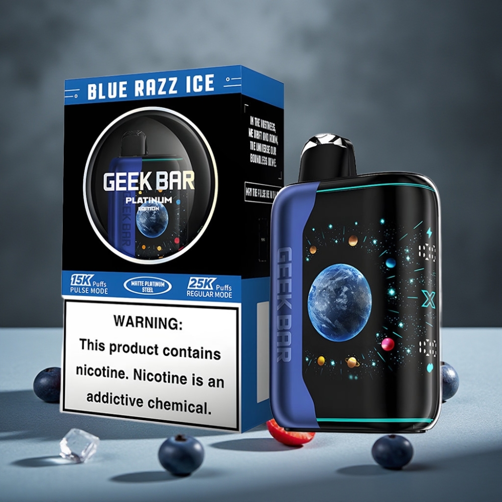GEEK BAR Platinum Edition 25000 Puffov Modrá Malina Ľad s Quick Charge a Dual Mesh Coil