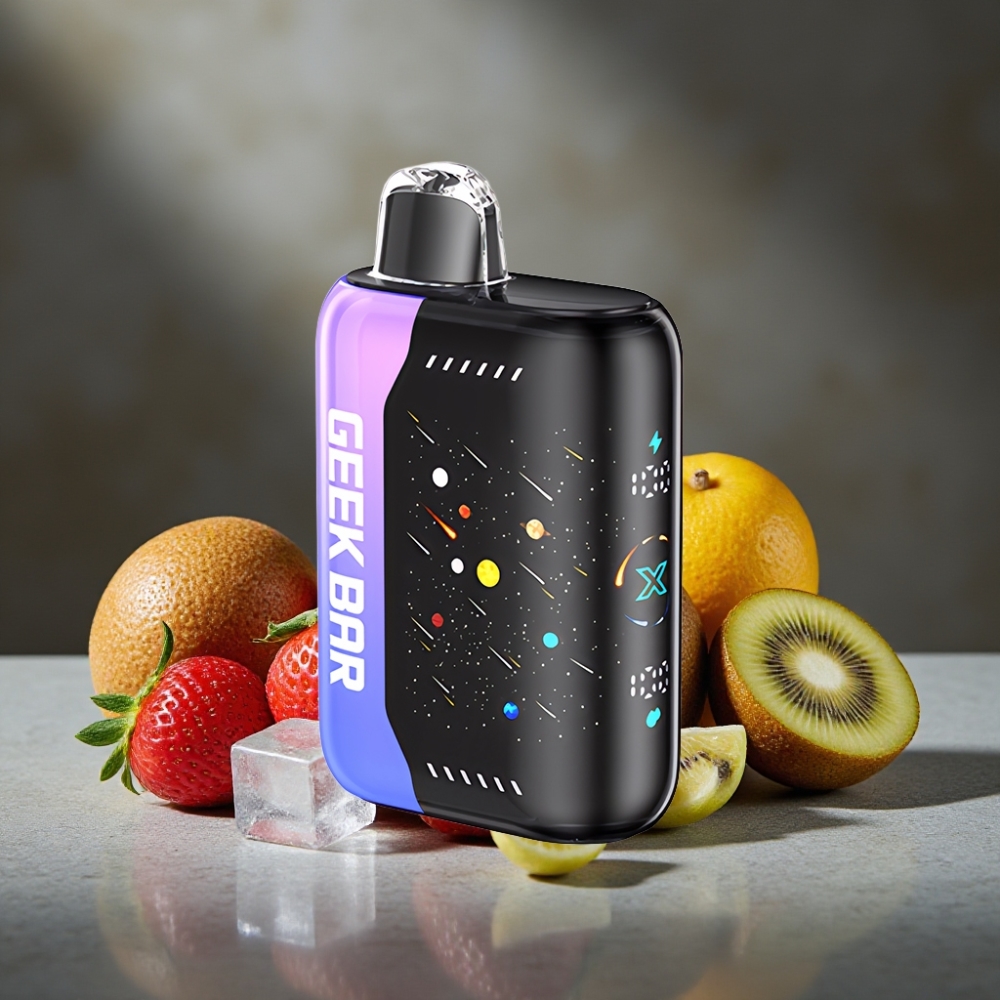 GEEK BAR Pulse X 42K Puffs Meteor Edition Jahodová Kivi Ľadová – Dvojitá Mriežková Cievka, 820mAh, Power Sync