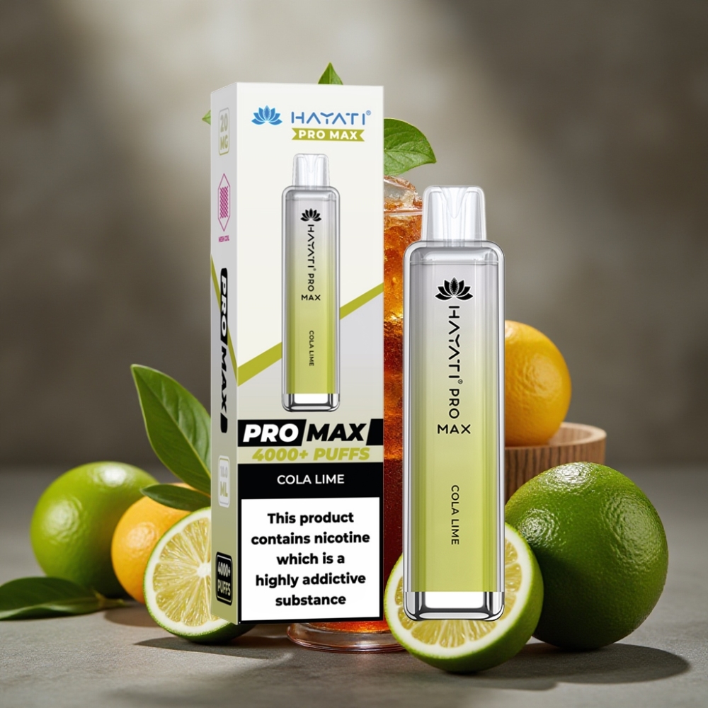 Hayati Pro Max 4000 Púfov Jednorázová E‑Cigareta Cola Lime, 1400mAh, 2ml/10ml, TPD