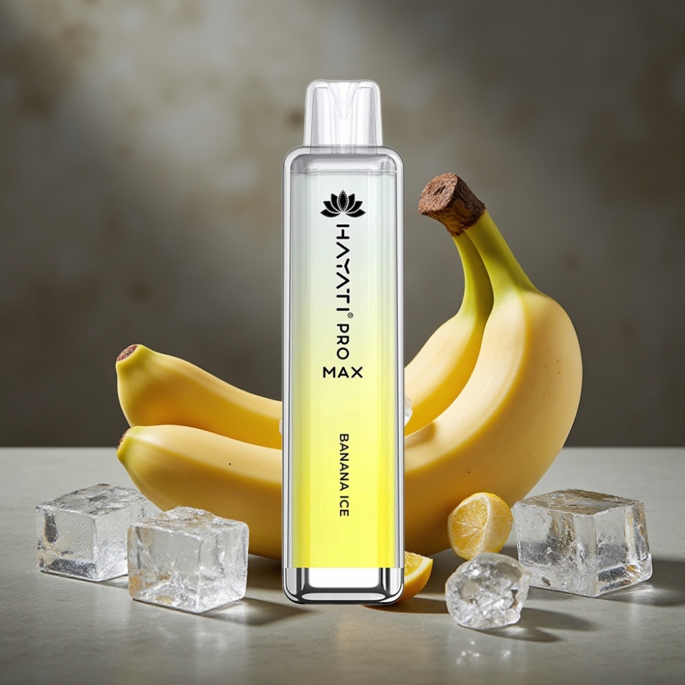 Hayati Pro Max 4000 Púfov Jednorázová E-cigareta Banana Ice s Dual Mesh Coil a 1400mAh Batériou