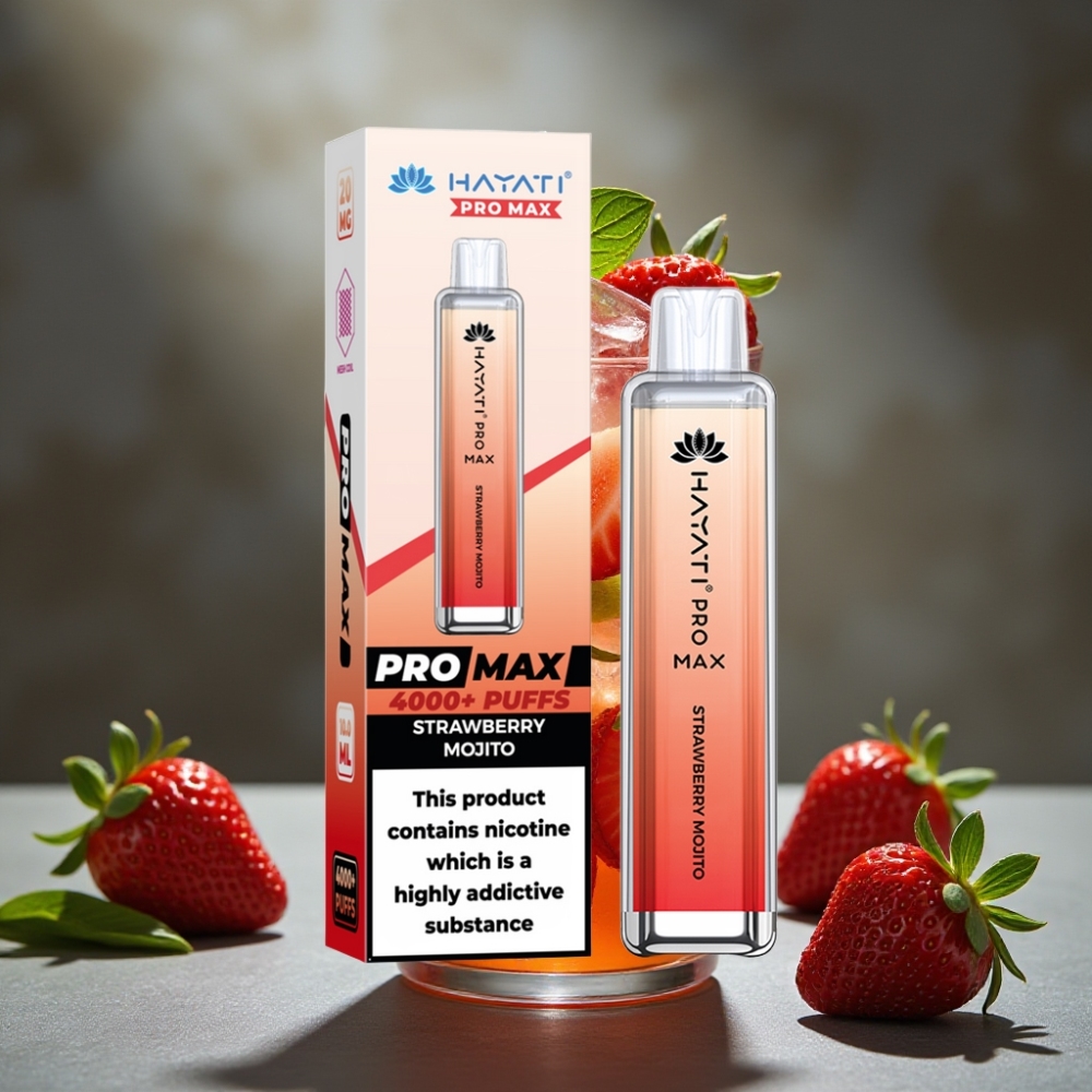 Hayati Pro Max 4000 Púfov Jednorázová E-cigareta Jahodový Mojito
