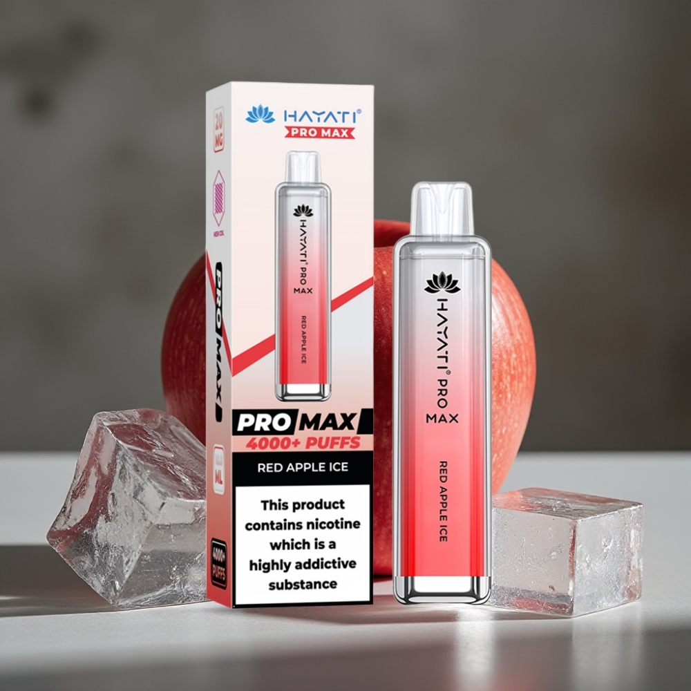 Hayati Pro Max 4000 Púfov Jednorázová E-cigareta Červené Jablko Ľadová